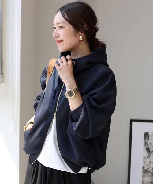 Aletta vita パーカー ダンボールスタンドネックパーカー レディース