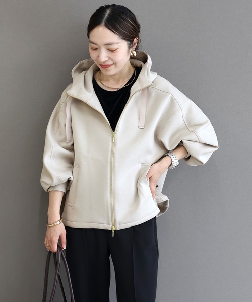 Aletta vita パーカー ダンボールスタンドネックパーカー レディース