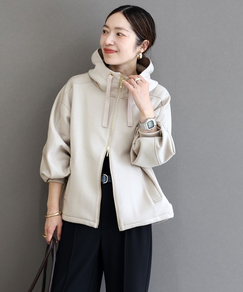 Aletta vita パーカー ダンボールスタンドネックパーカー レディース 