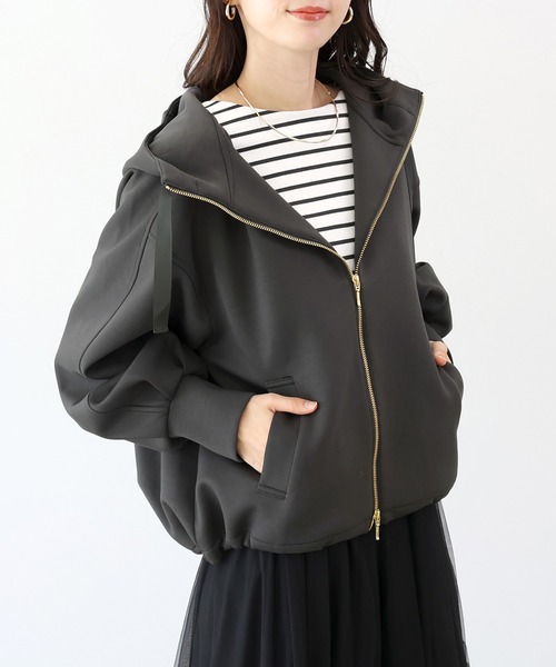 Aletta vita パーカー ダンボールスタンドネックパーカー レディース