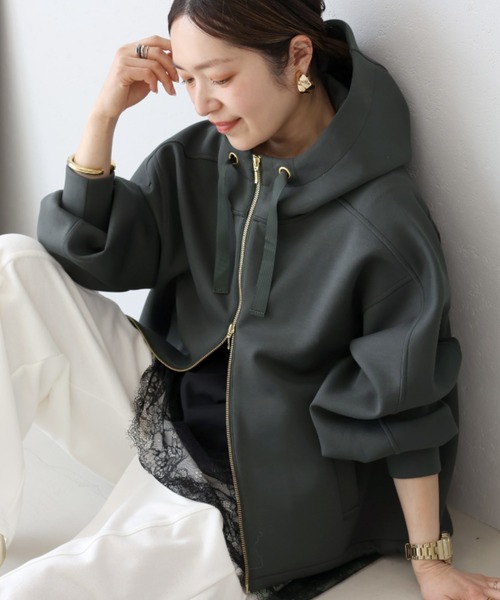 Aletta vita パーカー ダンボールスタンドネックパーカー レディース