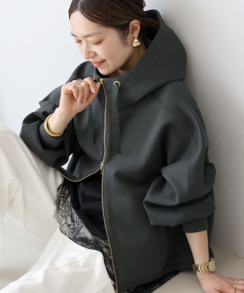 Aletta vita パーカー ダンボールスタンドネックパーカー レディース