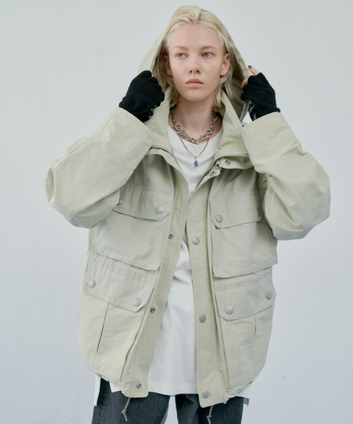 「AIVER」 マウンテンパーカー MEDIUM ダークグリーン メンズ_画像2