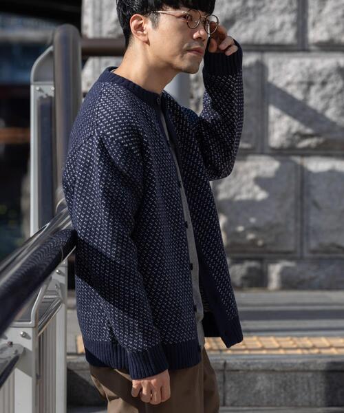 URBAN RESEARCH ROSSO MEN カーディガン 「XLサイズあり」バーズアイ柄