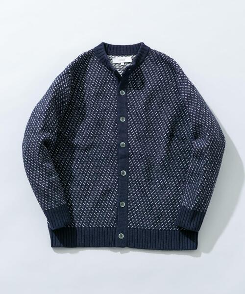 【BLACK】『XLサイズあり』バーズアイ柄クルーニットカーディガン URBAN RESEARCH ROSSO MEN カーディガン 「XLサイズあり」バーズアイ柄