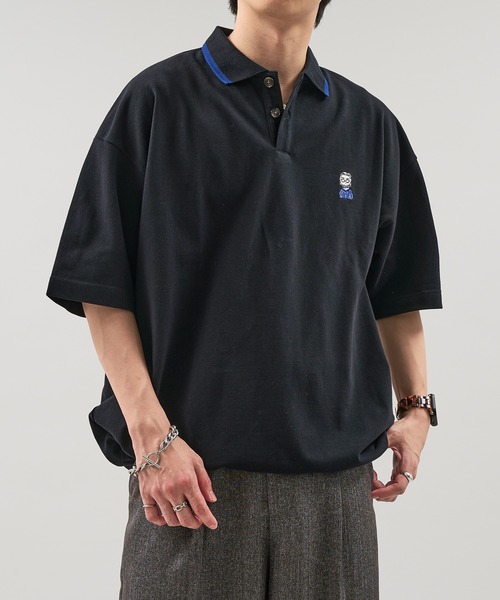 「epnok」 半袖ポロシャツ LARGE ブラック メンズ_画像3