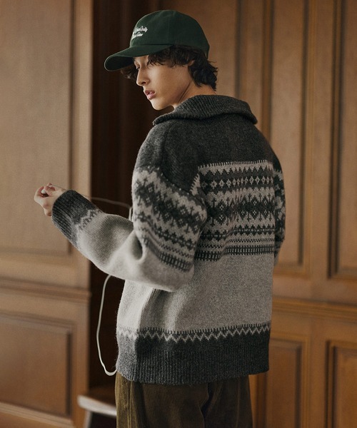Bleme セーター ニット クラシック ノルディック ハーフジップニット