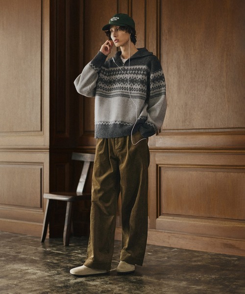 Bleme セーター ニット クラシック ノルディック ハーフジップニット