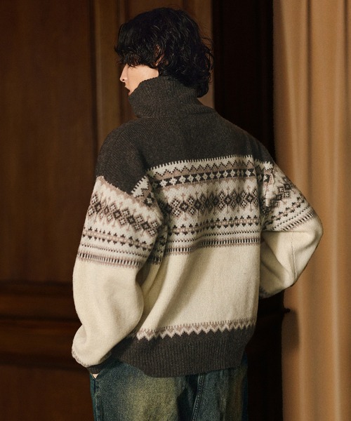 ヴィンテージ　短丈　ショート丈 ノルディックニット　ブラウン ヴィンテージ 短丈 ショート丈 ノルディックニット ブラウン