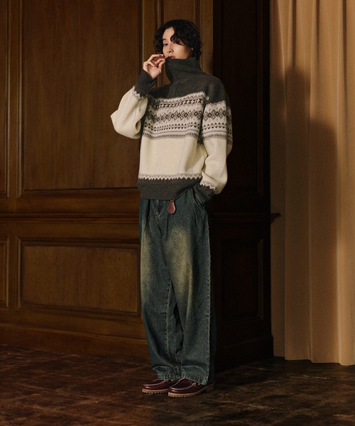 Bleme セーター ニット クラシック ノルディック ハーフジップニット