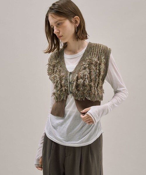 PUBLIC TOKYO（パブリックトウキョウ） ニットベスト FREE グリーン