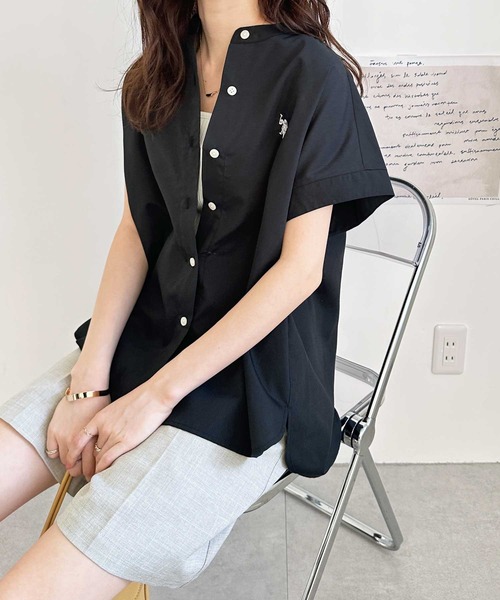 「U.S. POLO ASSN.」 半袖ブラウス LARGE ベージュ レディース_画像7