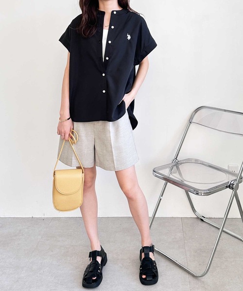 「U.S. POLO ASSN.」 半袖ブラウス LARGE ベージュ レディース_画像8