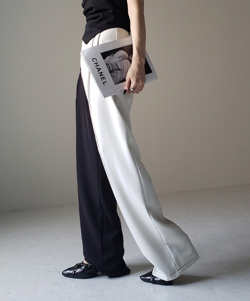 「me+em select」 スラックス X-LARGE ブラック レディース_画像3