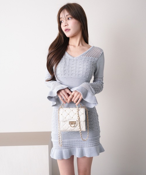 LIP SERVICE（リップサービス） ニットワンピース FREE ライトブルー