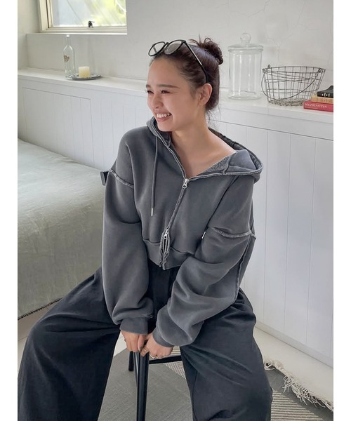 Ungrid（アングリッド） パーカー ダブルジップピグメントショート