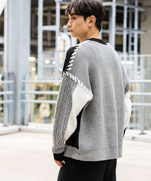 LAKOLE（ラコレ） セーター ニット パッチワークステッチニットプル