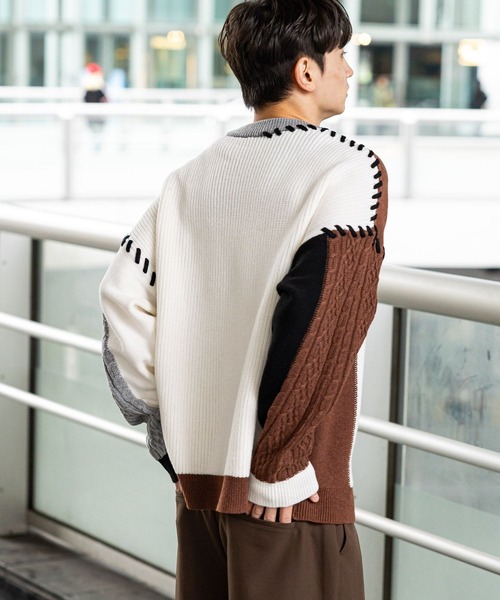 LAKOLE（ラコレ） セーター ニット パッチワークステッチニットプル