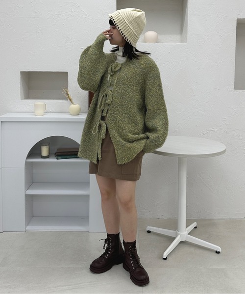 「kutir」 ニットカーディガン FREE ブルー レディース_画像5