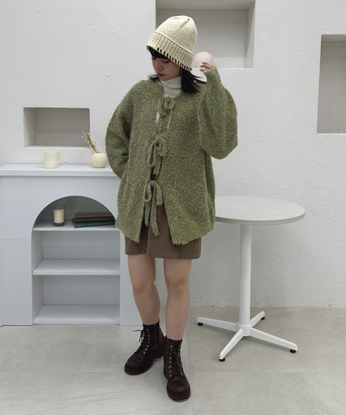 「kutir」 ニットカーディガン FREE ブルー レディース_画像6