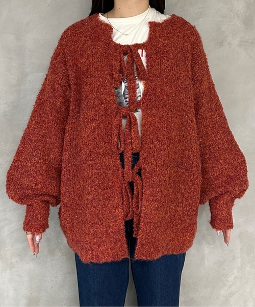 「kutir」 ニットカーディガン FREE ブルー レディース_画像7