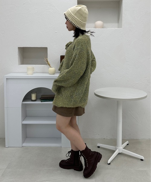 「kutir」 ニットカーディガン FREE ブルー レディース_画像9