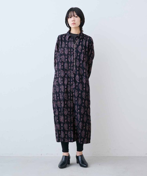 美品✨エトロ ペイズリー柄 チュニック ワンピース 長袖 ウール混 パープル THREE FIFTY STANDARD（スリーフィフティースタンダード） ワンピース