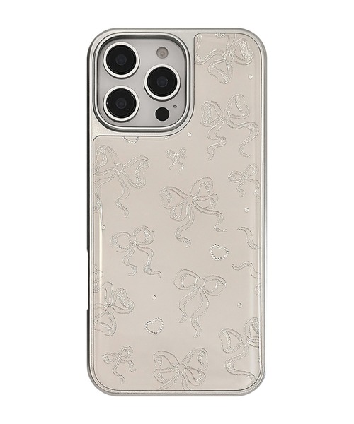 スマホケース きらめき シルバー リボン iPhone ケース 13/14.15.16.16