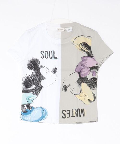 2枚セット【新品】 Desigual・ミニーマウス ミッキーマウス トップス Desigual（デシグアル） tシャツ ミッキーとミニー マウス キスのT