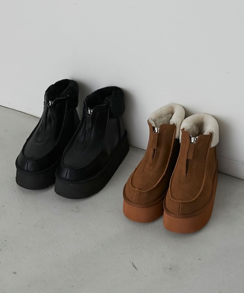 「forksy.」 ショートブーツ LL キャメル レディース_画像5