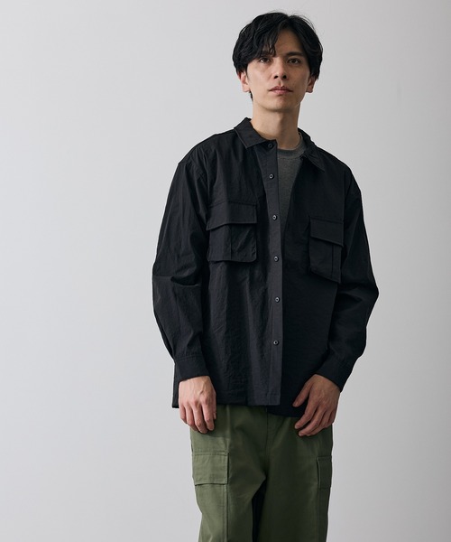 【ブラック】フィブリルワッシャー 長袖シャツ improves（インプローブス） シャツ ポリワッシャー 長袖 ワークシャツ