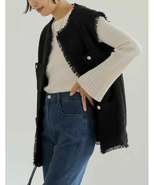 「Re:EDIT」 ベスト MEDIUM グレー レディース_画像5