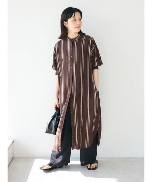 「CRAFT STANDARD BOUTIQUE」 半袖ワンピース FREE ブラウン系その他4 レディース_画像3