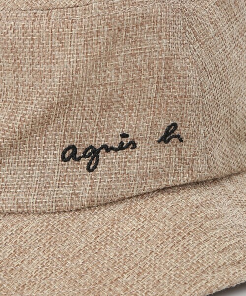agnes b.（アニエスベー） 帽子 ハット キッズ ロゴ 刺繍 ジュート風