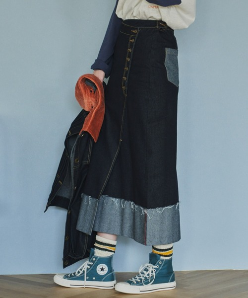 「Unitage」 デニムスカート SMALL ライトブルー レディース_画像2