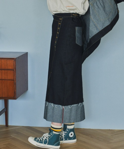 「Unitage」 デニムスカート SMALL ライトブルー レディース_画像4