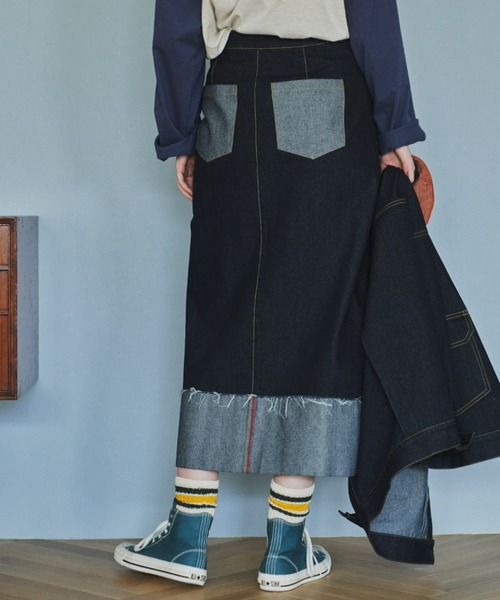 「Unitage」 デニムスカート SMALL ライトブルー レディース_画像5