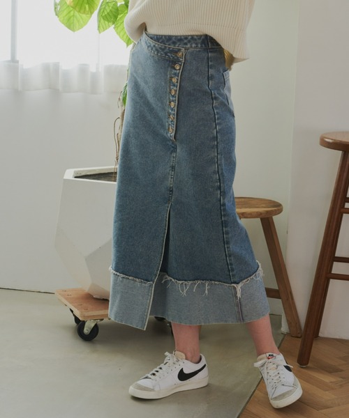 「Unitage」 デニムスカート SMALL ライトブルー レディース_画像6