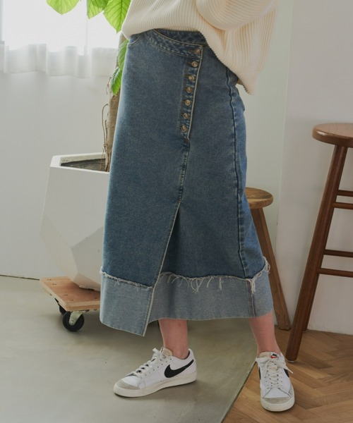 「Unitage」 デニムスカート SMALL ライトブルー レディース_画像8