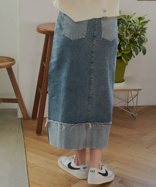 「Unitage」 デニムスカート SMALL ライトブルー レディース_画像9