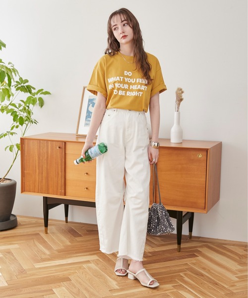 「ANGIE」 半袖Tシャツ SMALL ネイビー レディース_画像2