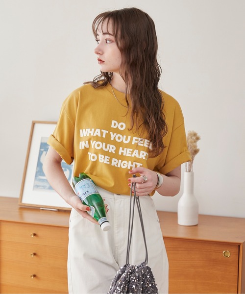「ANGIE」 半袖Tシャツ SMALL ネイビー レディース_画像4
