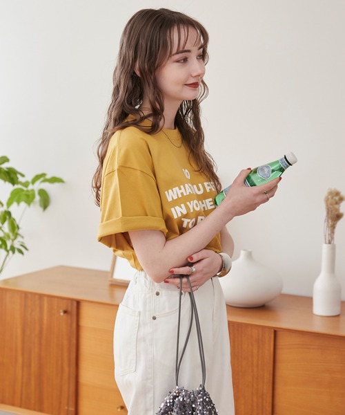「ANGIE」 半袖Tシャツ SMALL ネイビー レディース_画像6