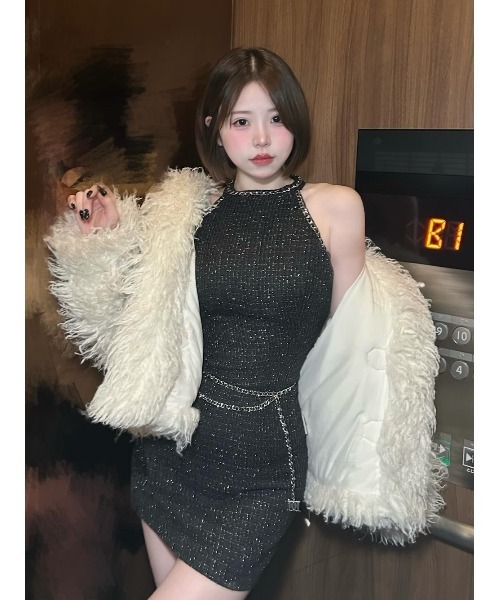 Darich（ダーリッチ） ワンピース チェーンベルトツイードアメスリミニ