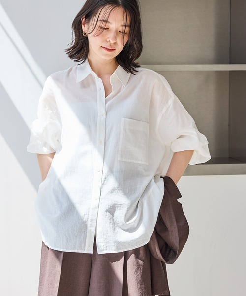 極美品＊フランク&アイリーン LUKE 希少Sシアーシャツ 白 オーバーサイズ ROPE' PICNIC（ロペ ピクニック） ブラウス シャツ お着軽シャツ