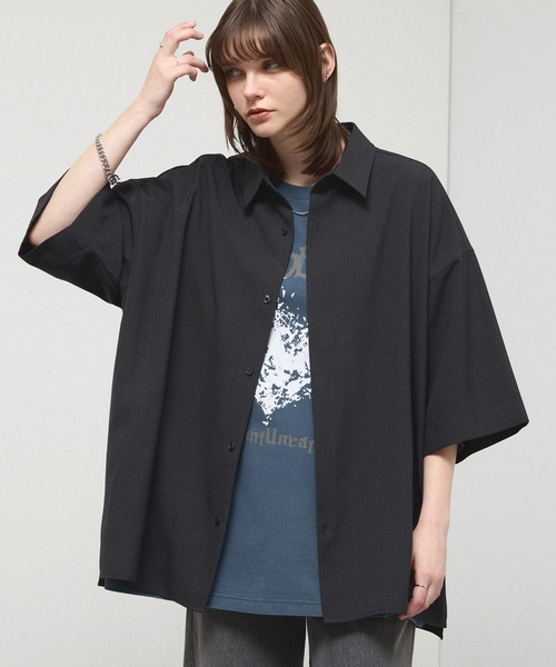 シャツ 半袖 「Alfred Alex」Dry-Touch Oversized Shirt / ドライポリ