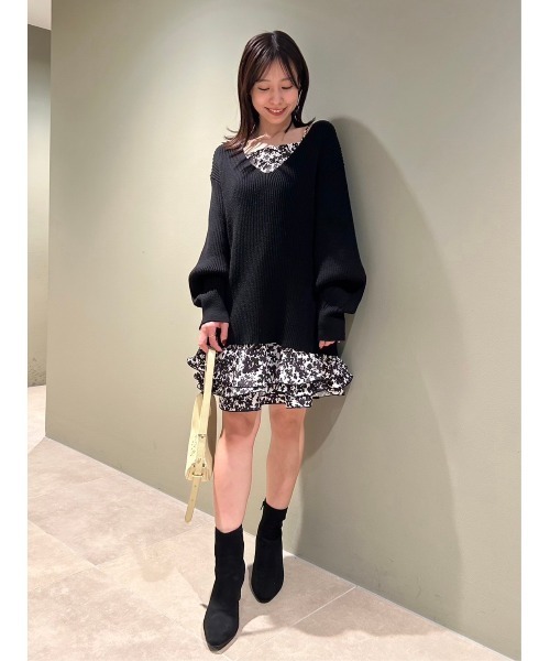 「SNIDEL」 コンビワンピース ONE SIZE ブラック レディースの画像