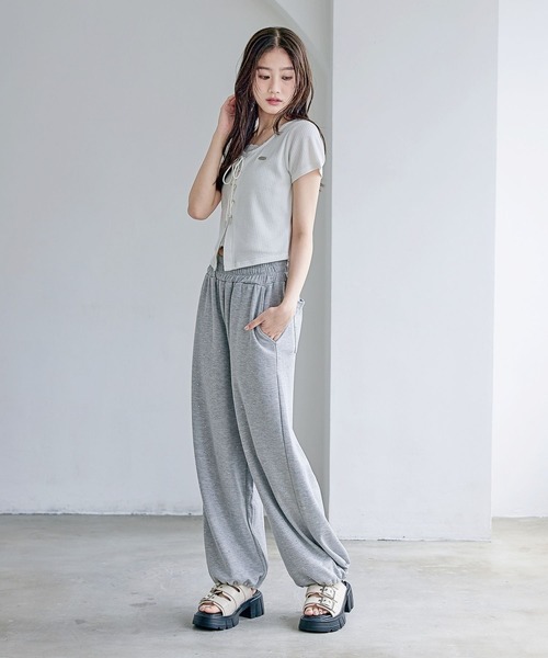 ワイドパンツ パンツ アソートビジュースウェットパンツ キッズ 子供服 女の子の画像