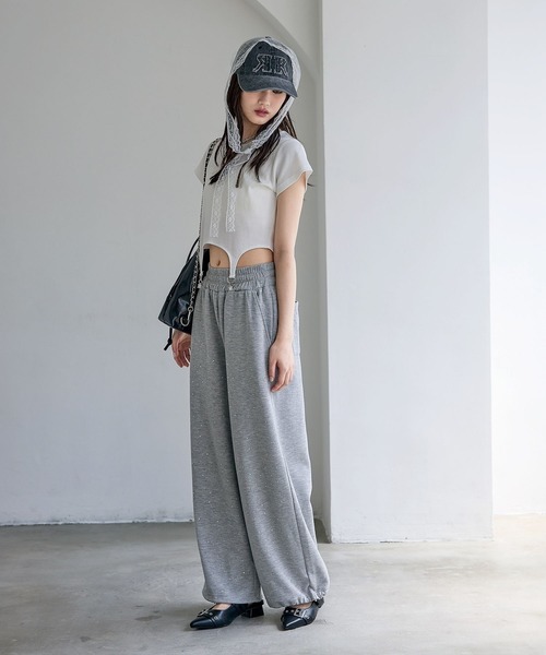 ワイドパンツ パンツ アソートビジュースウェットパンツ キッズ 子供服 女の子の画像