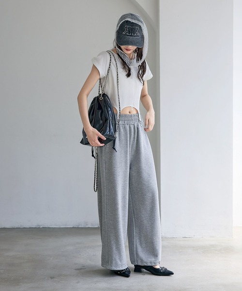 ワイドパンツ パンツ アソートビジュースウェットパンツ キッズ 子供服 女の子の画像